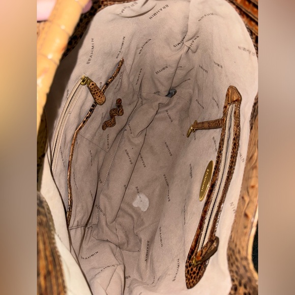 Brahmin Leather Croc Embossed Brown Shoulder Purse Bag - Picture 7 of 7